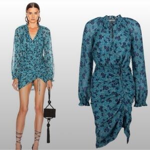 NEW Veronica Beard Becky Floral Print Silk Ruched Cocktail Dress Lined 16 HTF
